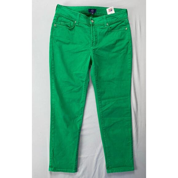 NYDJ Lift/Tuck Tapered Lightweight Canvas Stretch Ankle Jeans. Green, Women's 6P - Picture 1 of 5